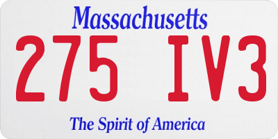 MA license plate 275IV3