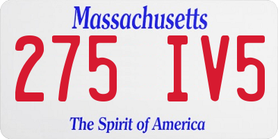 MA license plate 275IV5