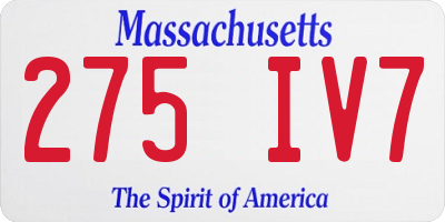 MA license plate 275IV7