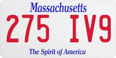 MA license plate 275IV9