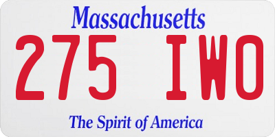 MA license plate 275IW0