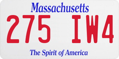 MA license plate 275IW4
