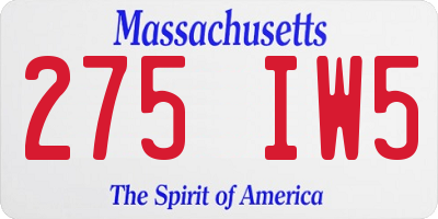 MA license plate 275IW5
