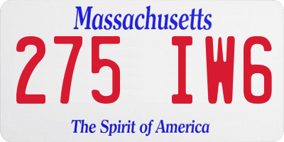 MA license plate 275IW6