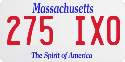MA license plate 275IX0