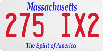 MA license plate 275IX2