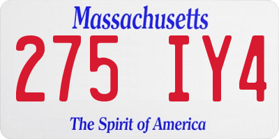 MA license plate 275IY4