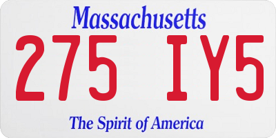 MA license plate 275IY5