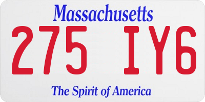 MA license plate 275IY6