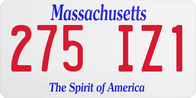 MA license plate 275IZ1