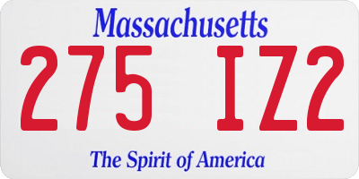 MA license plate 275IZ2