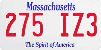 MA license plate 275IZ3