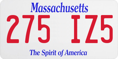 MA license plate 275IZ5