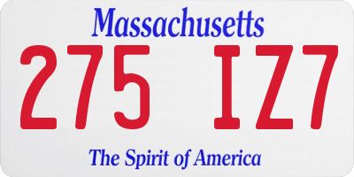 MA license plate 275IZ7