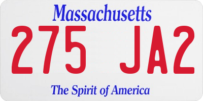 MA license plate 275JA2