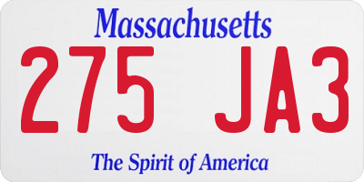 MA license plate 275JA3