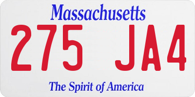 MA license plate 275JA4