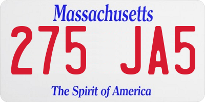 MA license plate 275JA5