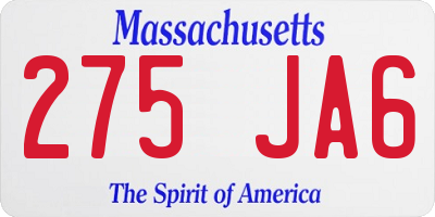 MA license plate 275JA6