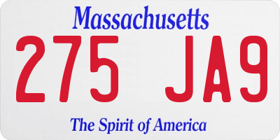 MA license plate 275JA9
