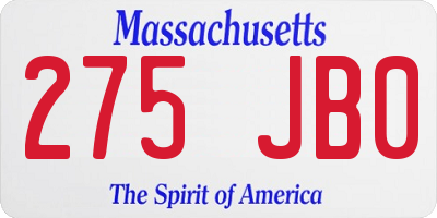 MA license plate 275JB0