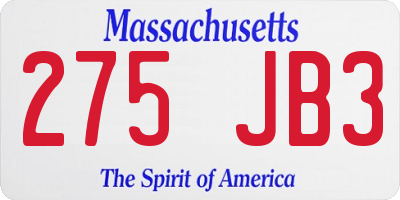 MA license plate 275JB3