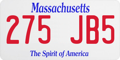 MA license plate 275JB5