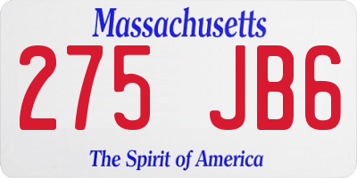 MA license plate 275JB6