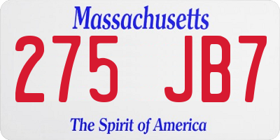 MA license plate 275JB7