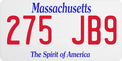 MA license plate 275JB9