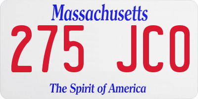 MA license plate 275JC0