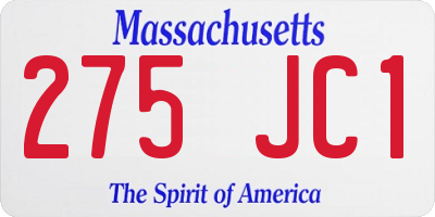 MA license plate 275JC1