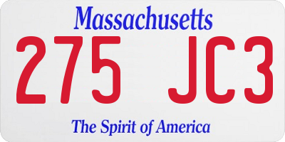 MA license plate 275JC3