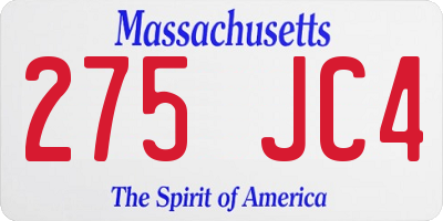 MA license plate 275JC4