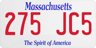 MA license plate 275JC5