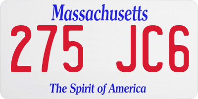 MA license plate 275JC6
