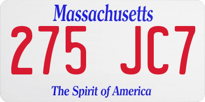 MA license plate 275JC7