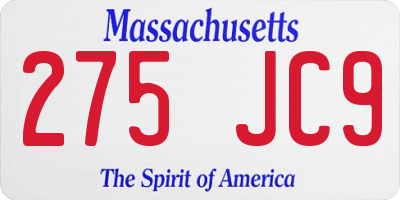 MA license plate 275JC9