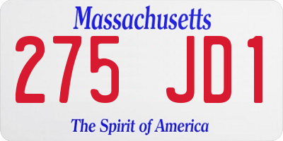 MA license plate 275JD1