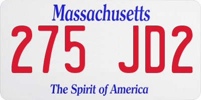 MA license plate 275JD2