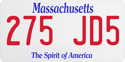 MA license plate 275JD5