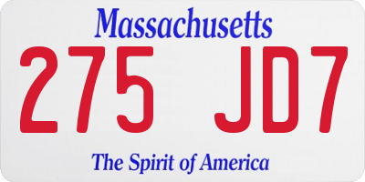 MA license plate 275JD7