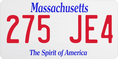 MA license plate 275JE4