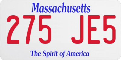 MA license plate 275JE5