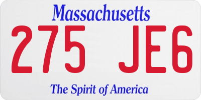 MA license plate 275JE6
