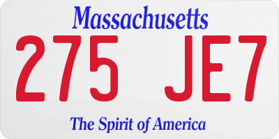 MA license plate 275JE7