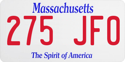 MA license plate 275JF0