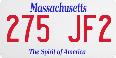 MA license plate 275JF2