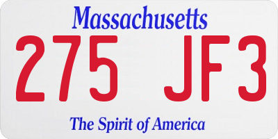 MA license plate 275JF3
