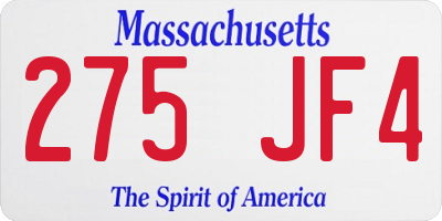 MA license plate 275JF4